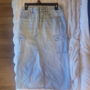 Light Blue American Eagle Denim Cargo Skirt
